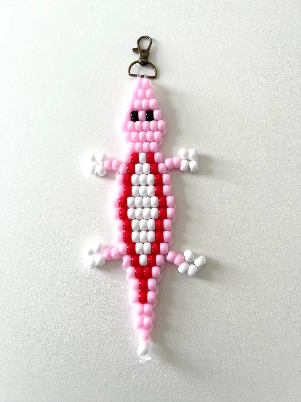 Handmade Beaded Crocodile Keychain 8.5”